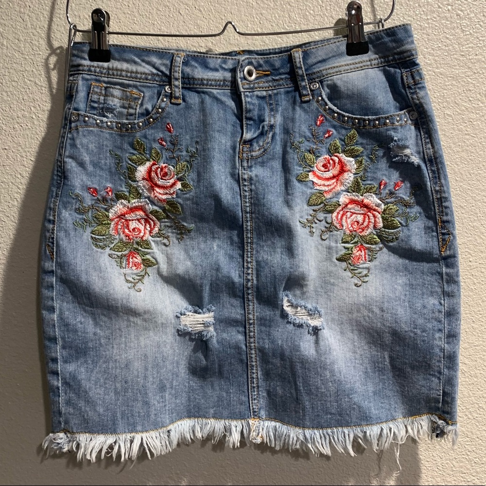 Grace in LA embellished and embroidered skirt